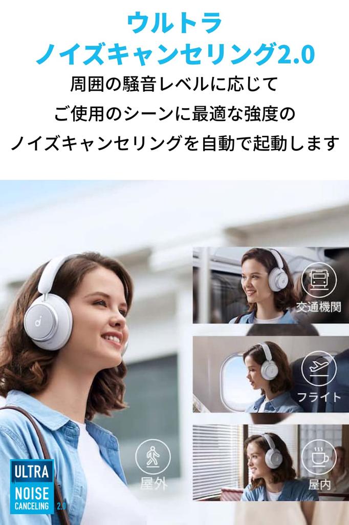 Беспроводные наушники Anker Soundcore Space Q45 до 65 часов воспроизведения музыки Ультра шумоподавление Разрешение Совместимый звук Белый (Наушники Bluetooth 5.3)
