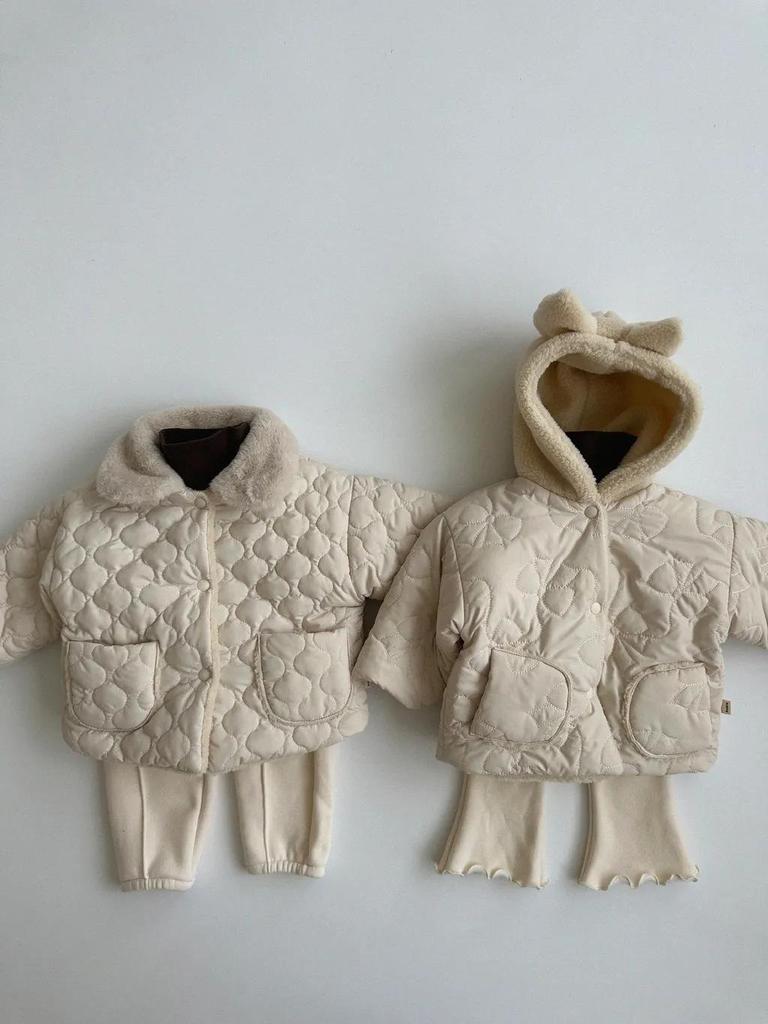 Velvet Winter Cardigan for Babies - Lapel Style, Warm Cotton Jacket, Unisex Newborn Korean Design