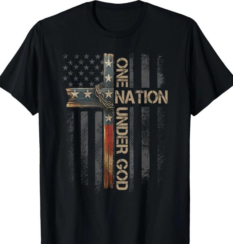 One Nation Under God US Flag 4th of July Patriotic Christian shirt new