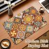 Floral Kitchen Drying Mat Table Rug Non-slip Drainer Pad Quick Dry Coffee Dish Mat Kitchen Draining Mat Home Tableware Placemat