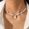 Bohemian Beach Style Starfish Shell Necklace Women's Jewelry Beach Vacation Style Bead Necklace Blue Series