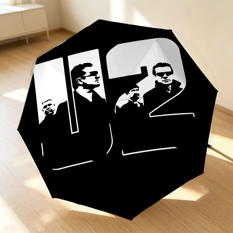 U2 Band 8 Ribs 3Fold Black Glue Uv Protection Umbrella Sun Protection Rainproof Compact Folding Umbrella For Travel Daily Use C924402