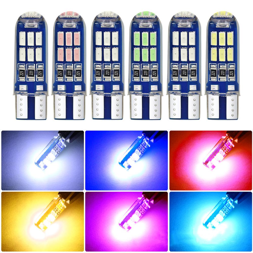 2 шт. 15 светодиодов W5W T10 LED CANBUS без ошибок 5W5 12 В 3 Вт супер яркий боковой свет для салона автомобиля 194 4014 SMD автолампа белый янтарный красный