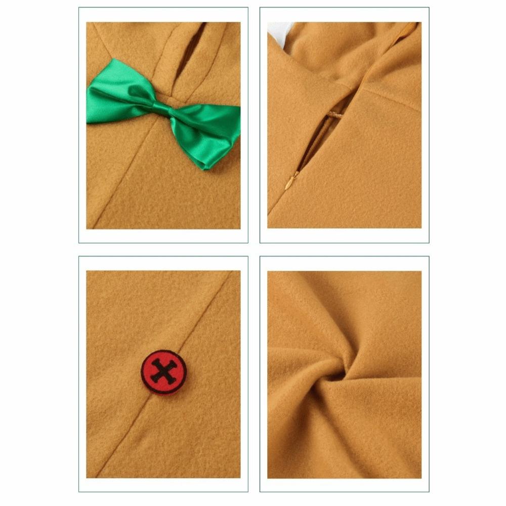 Zipper Closure Gingerbread Cosplay Jumpsuit Hooded Christmas Costume for Kids