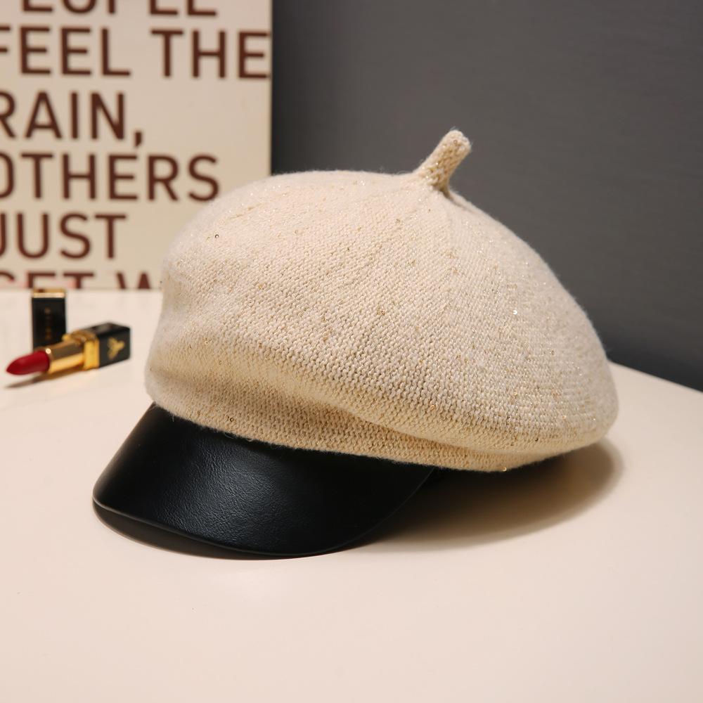 Fashion versatile small fragrant style sequined beret children autumn and winter outdoor travel thermal hat Korean casual painter hat
