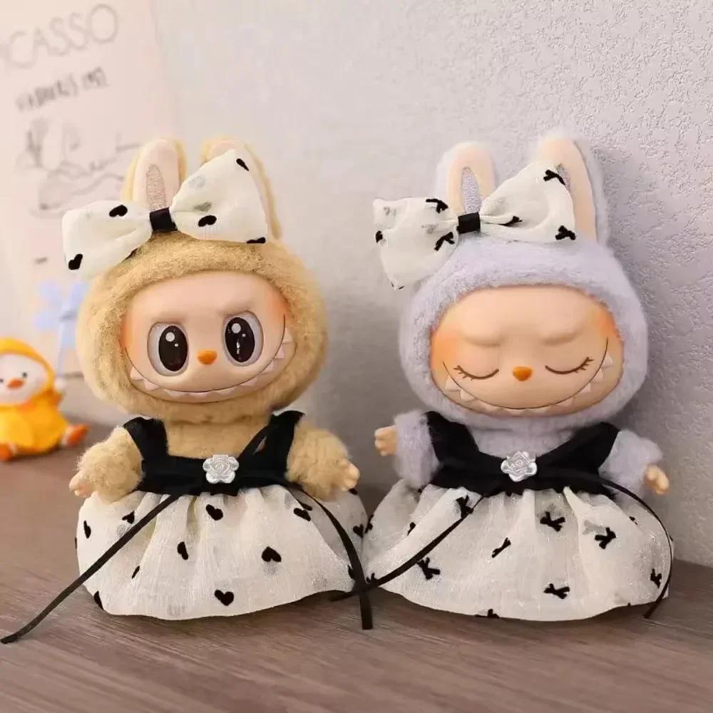 17 см Мини Плюшевая Кукла Одежда Наряд Аксессуары Для Кореи Kpop Labubu Идол Розовый Яркий Шелковый Бант Принцесса Марлевая Юбка Одежда