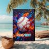 1PC Custom Name "Baseball Splash Artwork" Beach Towel Highly Absorbent And Sand-Resistant Towel for Swimming, Pool, Yoga, And Travel Lightweight