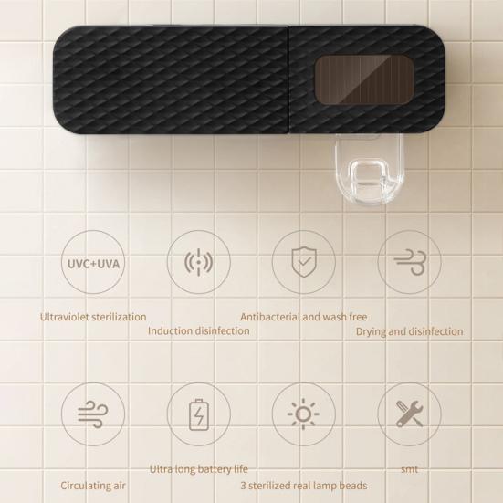 УФ-дезинфицирующее средство для зубных щеток, 3 слота, USB-зарядка, настенный дозатор зубной пасты для ванной комнаты, держатель для электрической зубной щетки, коробка