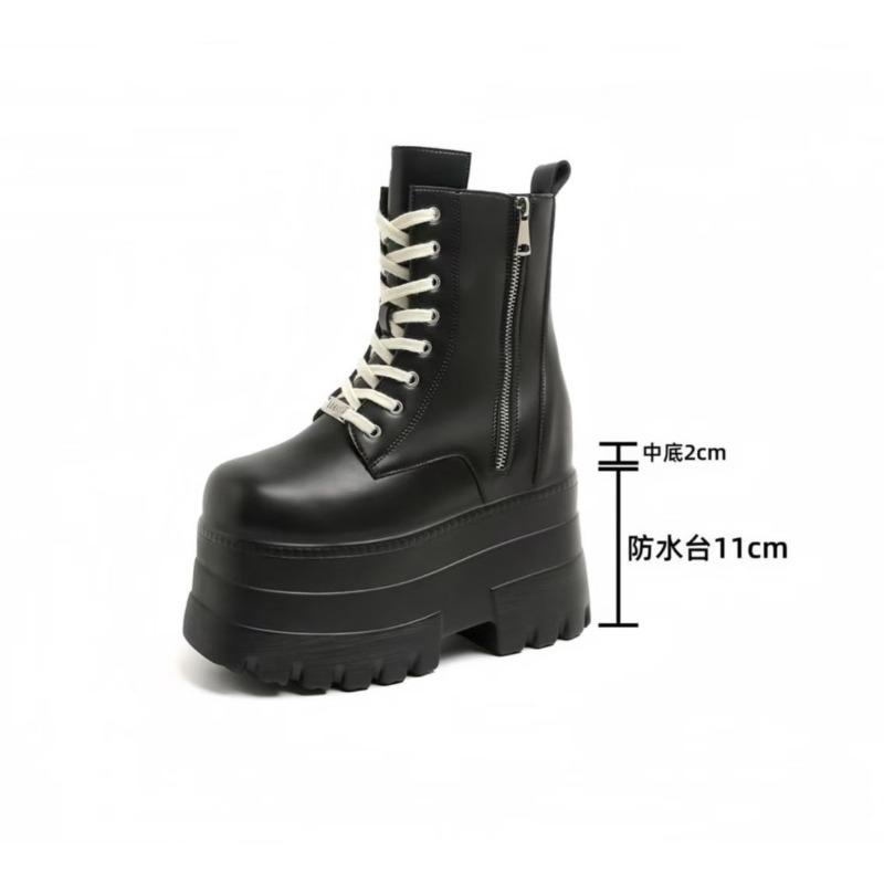 Мода 17 СМ, 13 СМ Женские Ботинки на Платформе Повседневная Уличная Обувь Массивные Простые Ботильоны на Шнуровке Крутые Ботинки для Вечеринки в Ночном Клубе Черные