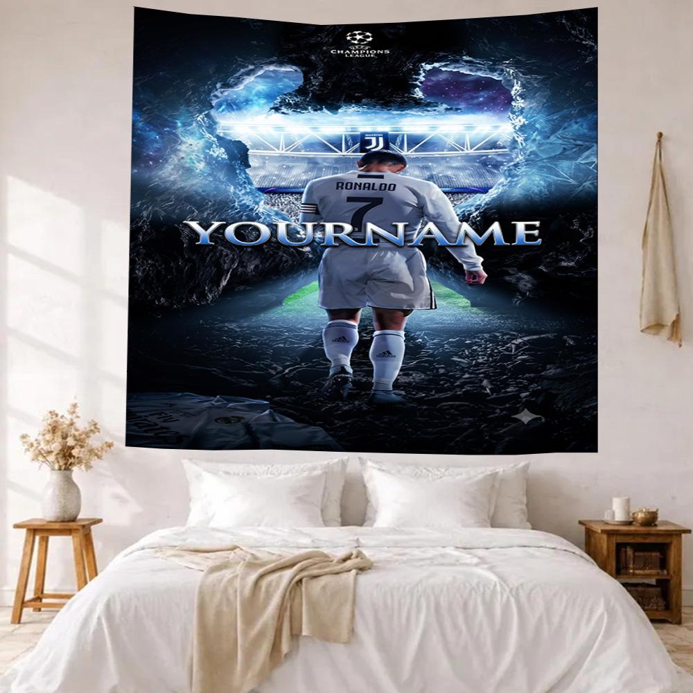 Cristiano Ronaldo Custom Your Name Wall Decor Tapestry Art For Pet Memorial Birthdaywedding Party Backdrop Family Gift
