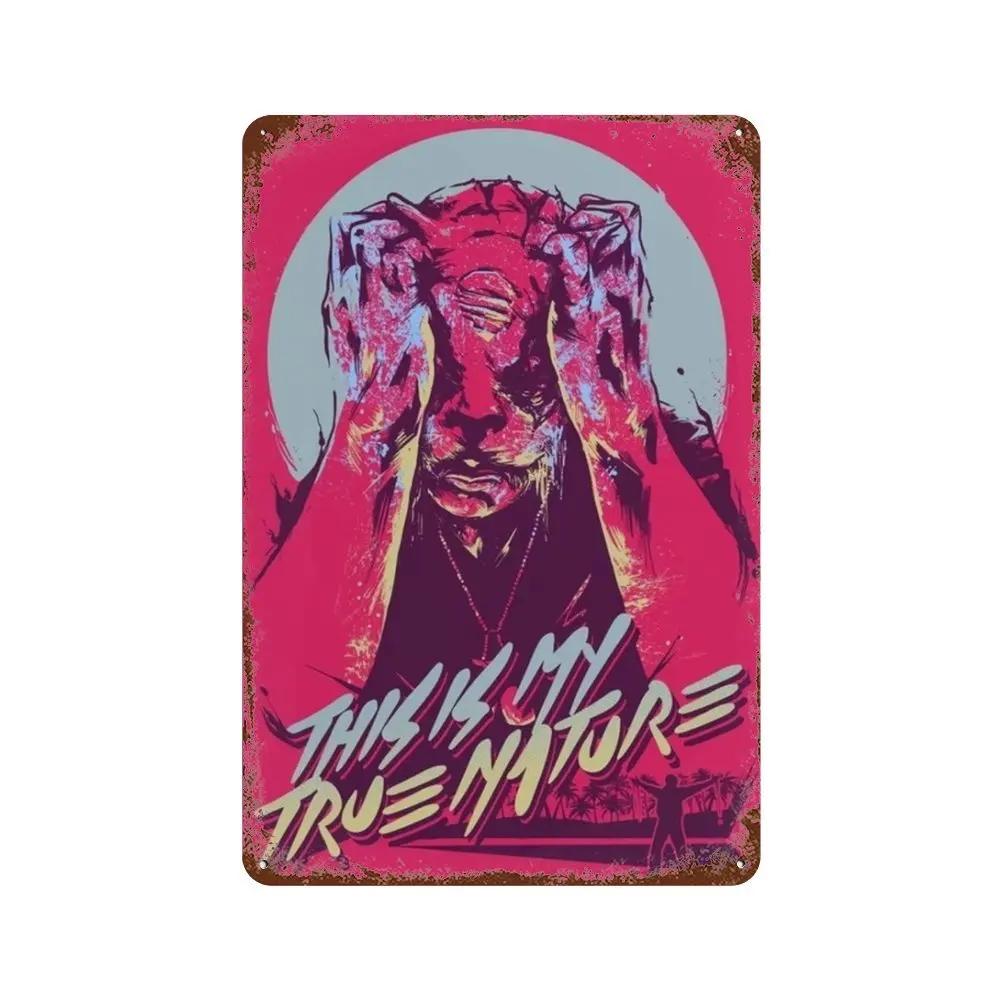Постер Hotline Miami Горячие Классические Постеры Приключенческой Игры и Металлическая Жестяная Табличка Настенное Искусство Декорация Табличка Мужская Пещера Домашний Декор студия