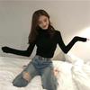 Autumn and Winter Latest Korean Version of Half High Neck Solid Color Base Shirt Fashion Ins Slim-fit All Knitted Top Female Tide