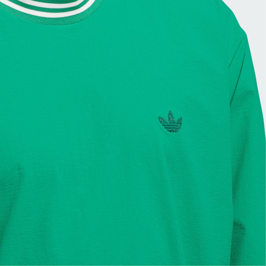 adidas Мужская толстовка Originals Ss24 Rolling Links Series с логотипом Sport Stripe с длинным рукавом, дымчато-зеленая JE9340