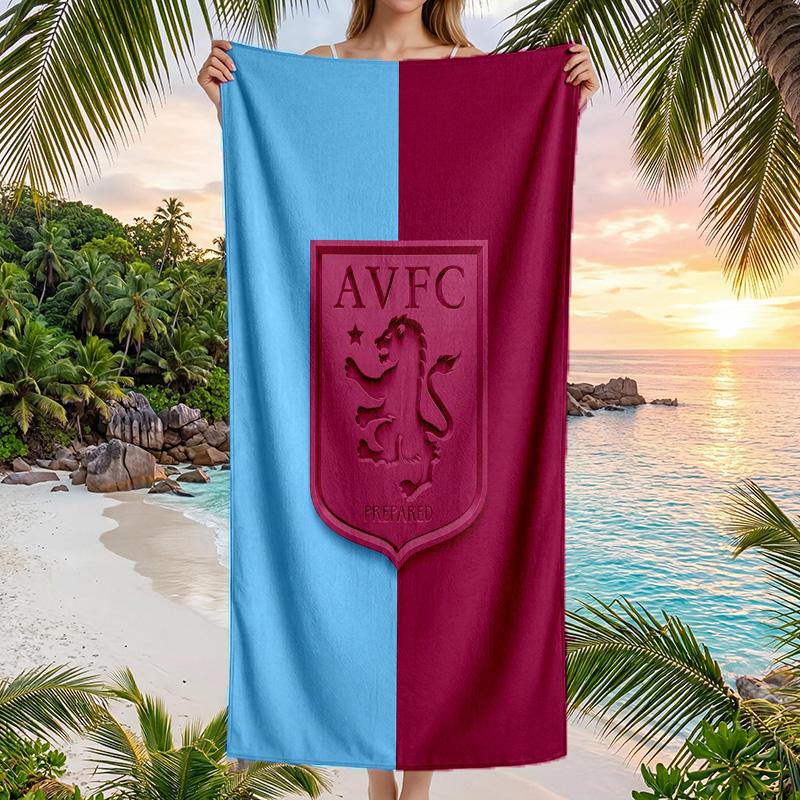 Aston Villa Football Beach Towel Soft Microfiber Summer Towel Quick Dry Absorbent Towel for Beach Swimming Pool Travel