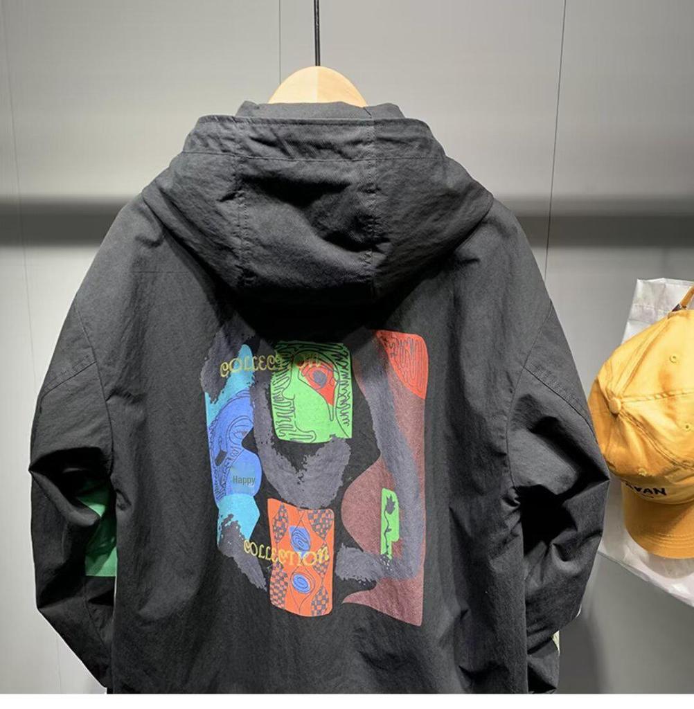 Men's Trendy Hooded Jacket: Casual Loose-Fit, Split Design for Spring & Fall Fashion