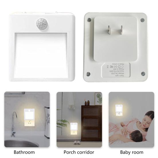 Ночной светильник с вилкой США, датчиком движения PIR, регулируемой яркостью, 3 режима, регулируемая яркость, настенный светильник для ванной комнаты, лестницы, товары для дома