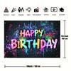 Happy Birthday background Vibrant neon graffiti brick wall design colorful hip hop photography background party decorations