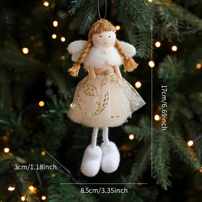 1PC Angel Girl Romantic Christmas Gift Pendant Creativity Plush Doll Decoration Cute Mesh Ornament