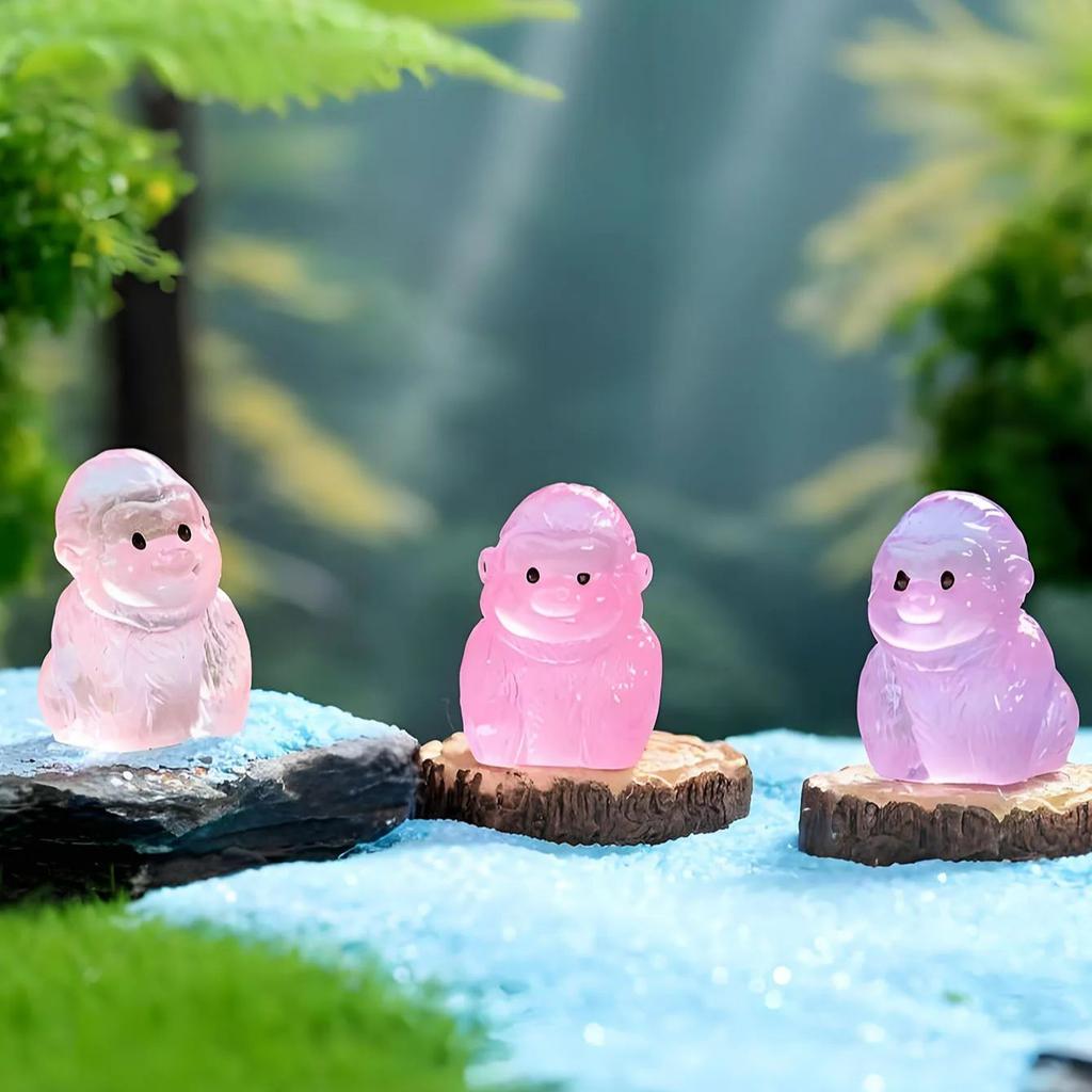 10/20Pcs Luminous Mini Resin Gorilla, Glow In The Dark Small Miniature Chimpanzee Tiny Monkey Animal Figures For Diy Fairy Garde