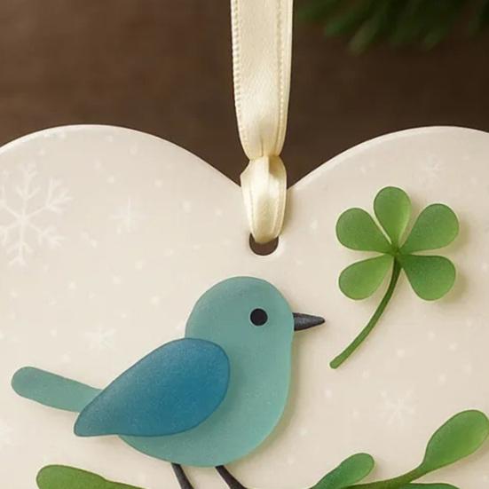 Heart Shaped Sea Glass Friendship Decor Sea Glass Bird