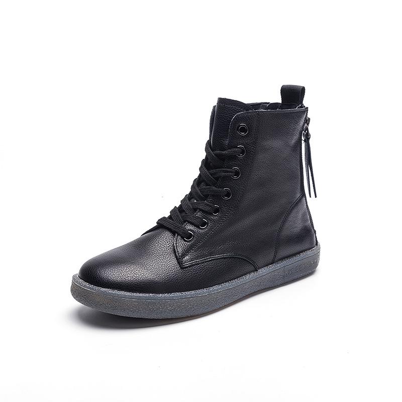 Женские Белые Ботинки Мартинс Большого Размера Высокие - 2025 Универсальные Осенне-Зимние На Плоской Подошве с Утеплением Флисом и Двойными Молниями.