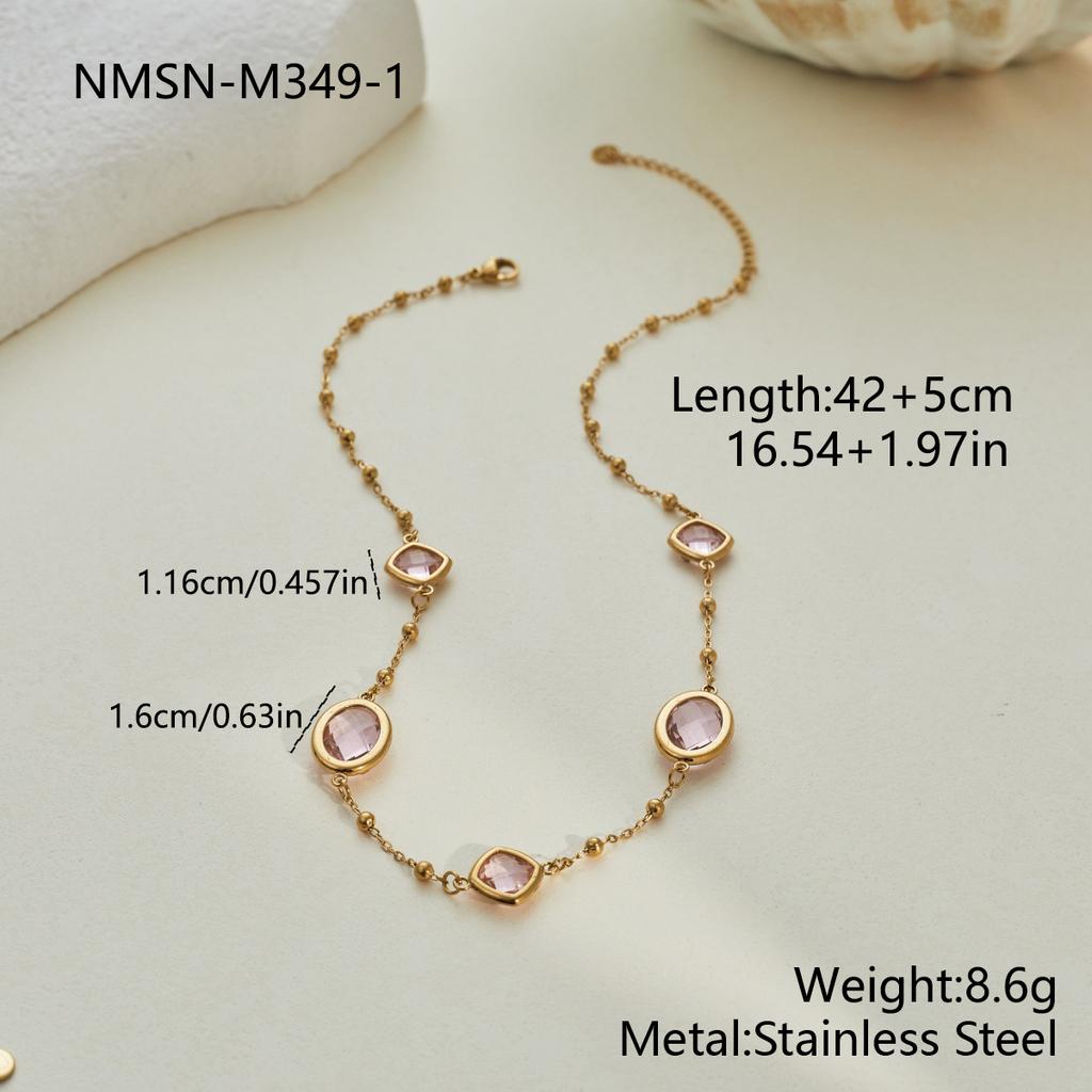 GEMCHIC Женское многослойное геометрическое ожерелье с драгоценными камнями, позолоченная нержавеющая сталь, модная цепочка на ключицу
