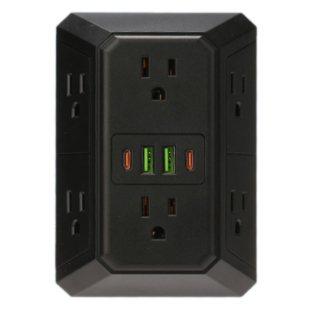 Outlet Surges Protector Extender Outlet Splitter With 6 Outlets 2 USB Ports 2 USB C Ports Small Power Strip For Home Travel