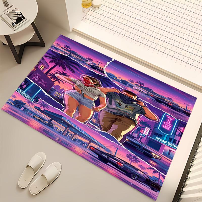 1pc Game Grand Theft Auto Print Area Rug - Soft, Washable Non-Slip Indoor Mat, Living Room, Home Office Decorative Rug,Office Decorative