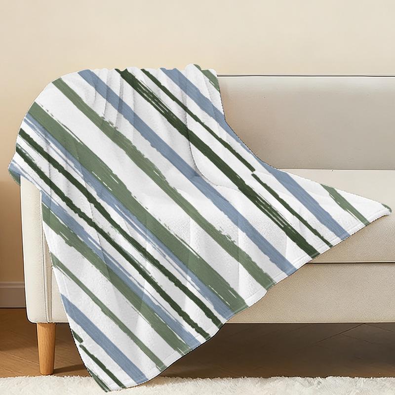 Flannel Fleece Throw Blanket Soft Cozy Warm Striped Throw, Machine Washable, Ideal for Home, Office Naps, Halloween & Christmas