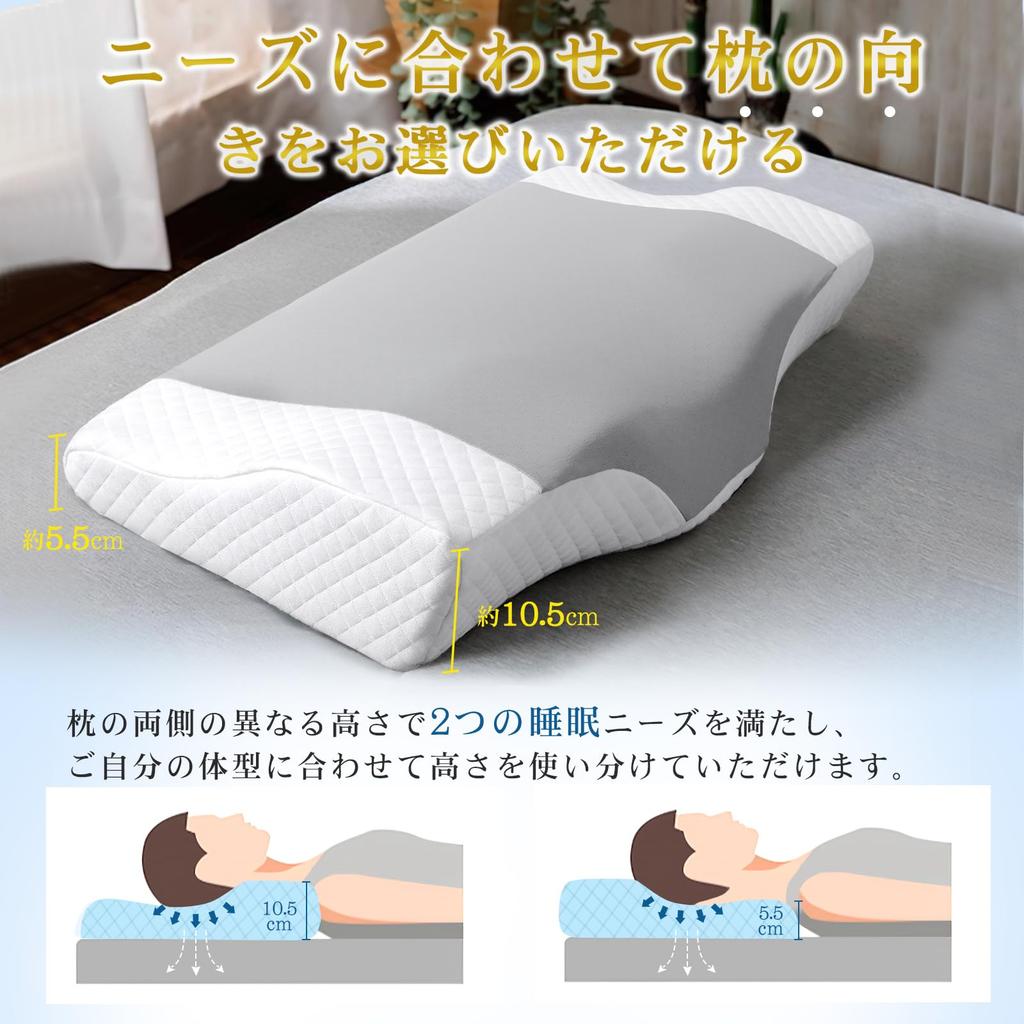 AooDen Memory Foam Pillow, Neck Pain Relief, Suitable for Back, Side, and Stomach Sleepers, Washable Cover, Comfortable Sleep Pillow, High or Low