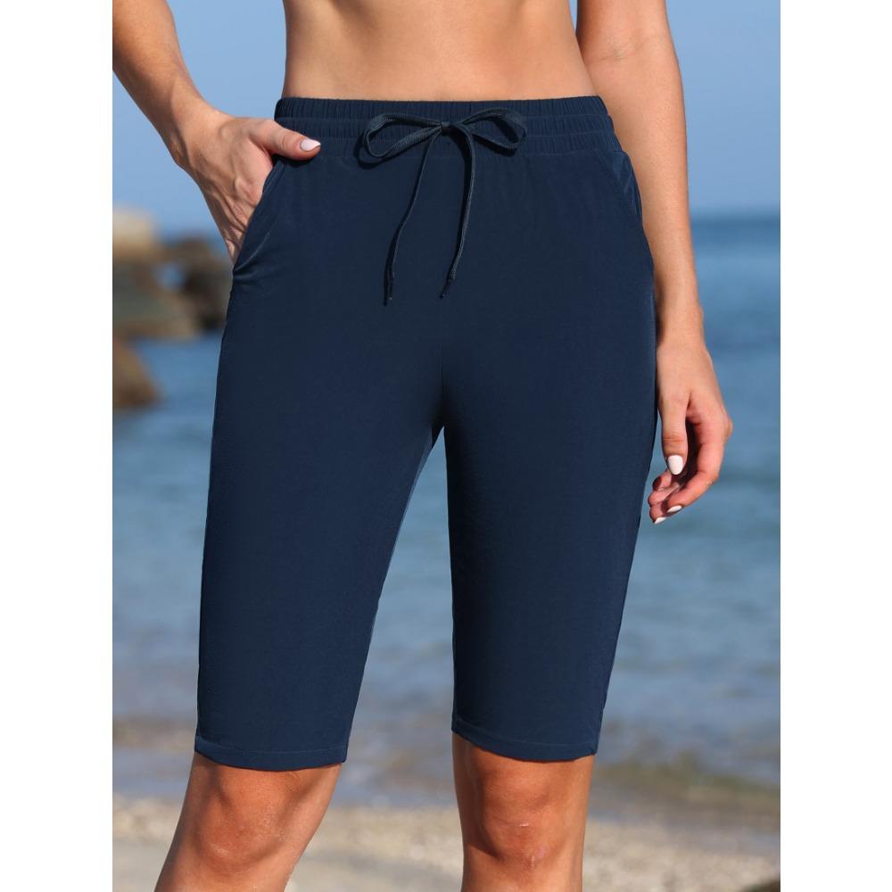 Charmleaks Шорты для плавания женские с карманами на шнурке женские шорты для плавания с подкладкой длиной до колена