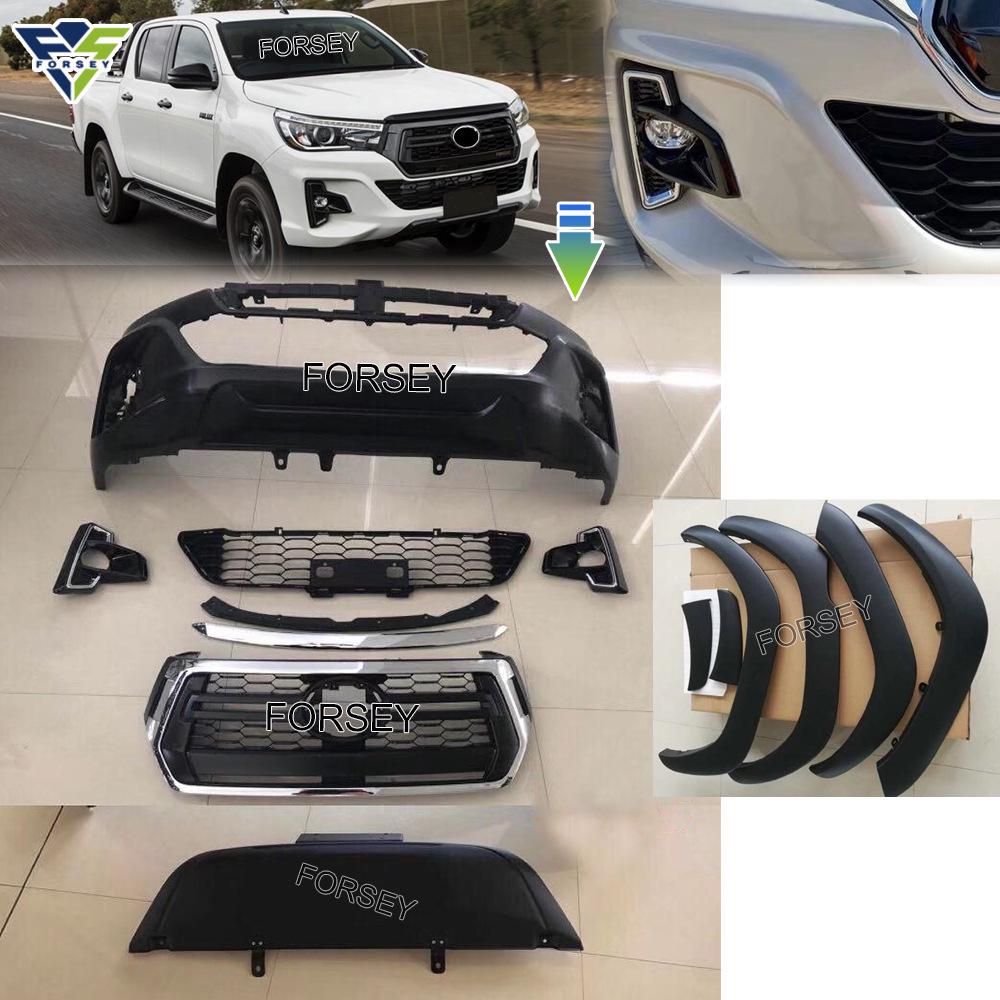 Fit for Hilux Rocco 2016+ Car Grille & Front Bumper Kit with Fender Flares & Underbody Protection