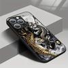 Прочный Чехол из Закаленного Стекла с Узором Тигра, Подходит для iPhone 17 16 15 14 13 12 11 Pro/Max/Plus, Защита от Падений и Ударов