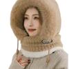 Hat Women's Winter Scarf Integrated Mask Ear Protection Windproof Warm Cycling Plush Riding Electric Vehicle Thickened Pullover Cap