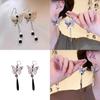 Stylish Ink Painting Butterfly Earrings Minimalistic Chinese Style Silver Color