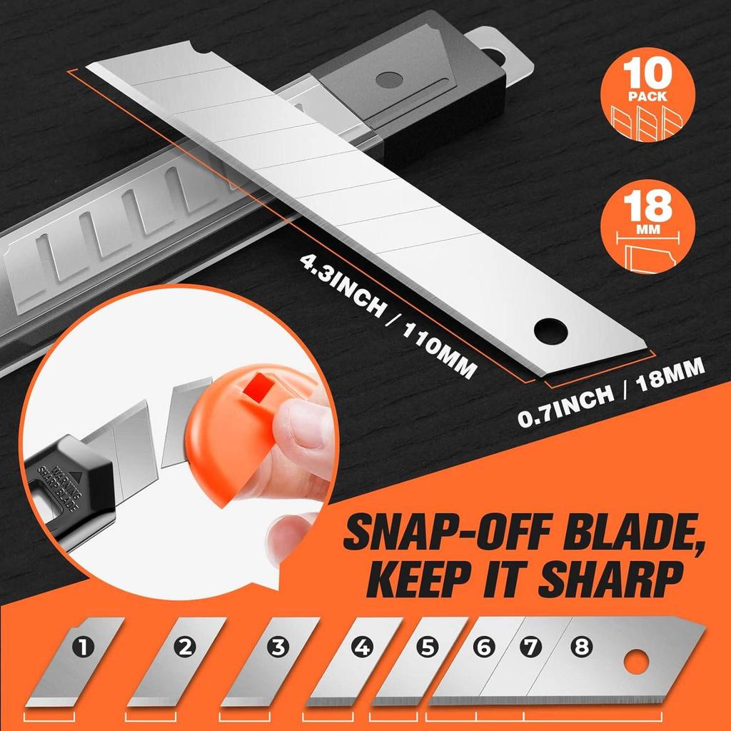 Utility Knife Box Cutter Retractable, Compact Box Knife for Cartons, Cardboard and Boxes