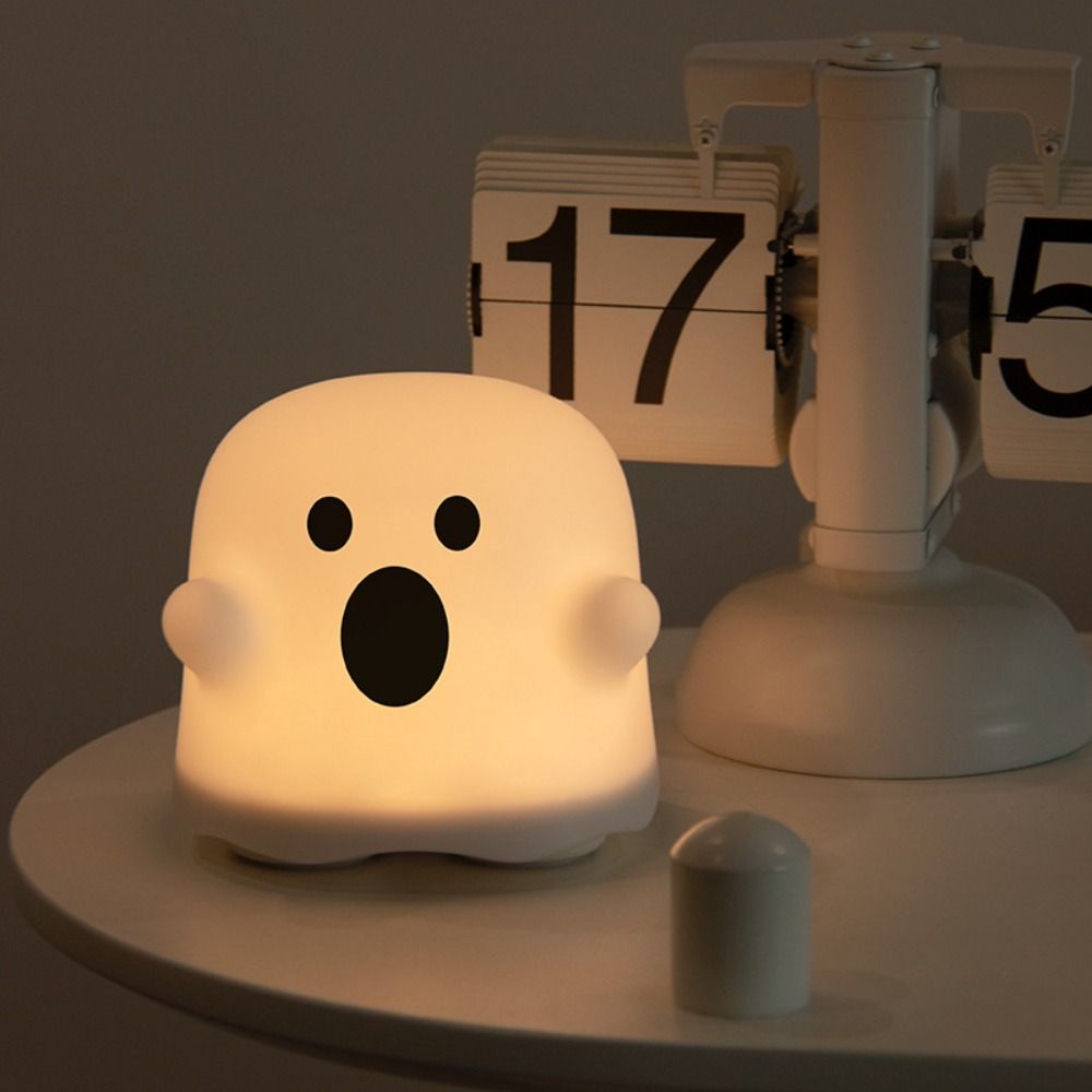 USB Rechargeable LED Night Light Silicone Atmosphere Table Lamp Ghost Cute Bedside Lamp Halloween