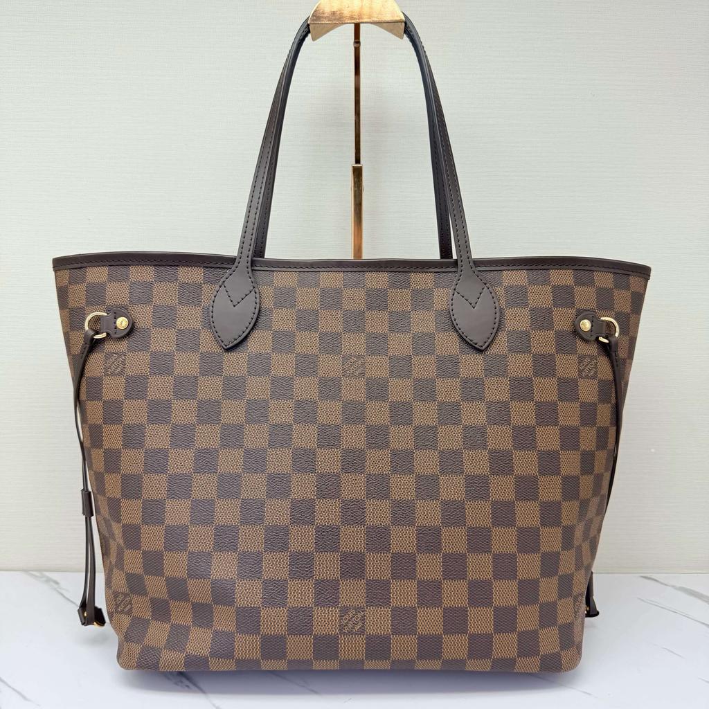 [Pre-Owned] Neverfull Mm Checkered Coated Canvas With Leather Trim Tote Bag - Excellent #138KOQW