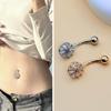 Stainless Steel Belly Button Ring Shiny CZ Flower Design Sweat Resistant Body Piercing Jewelry for Beach Pool