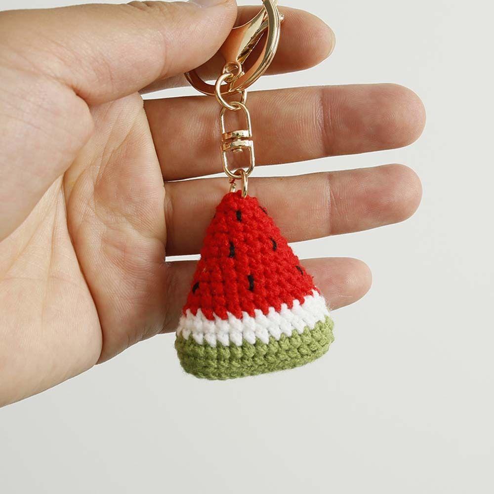 Knitted Weaving Keychain Fruit Series Wool Crochet Pendant Fashion Watermelon Pendant Bag Charm
