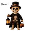 Атмосферные витрины Деревянная фигурка на Хэллоуин с фонарем, Тыква Пугало Скелет Мумия Призрак Ведьма Сезонные настольные аксессуары Статуэтка,