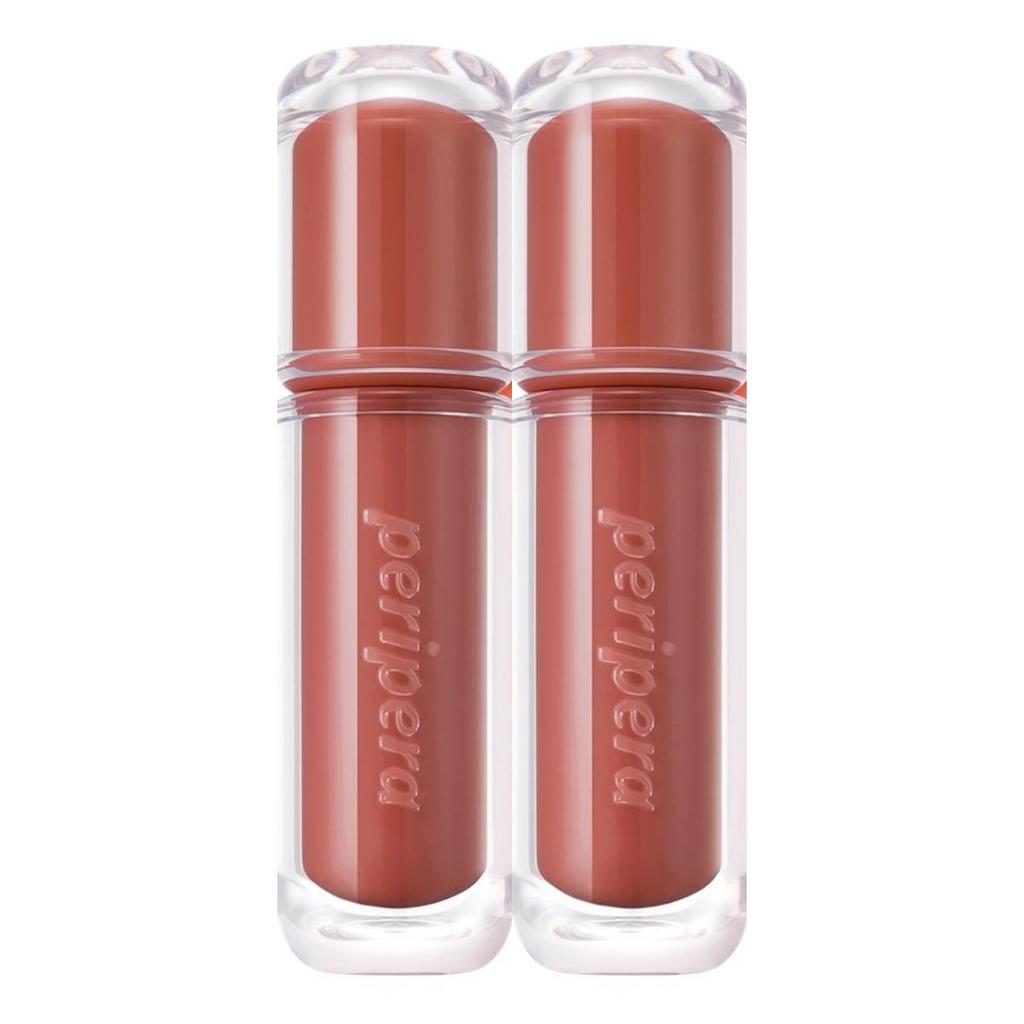 Peripera Ink Mood Glowy Tint 26AD, #020 Brown Yakgwa, 4g (2EA) - Warm Syrup Dewy Lip Stain Set