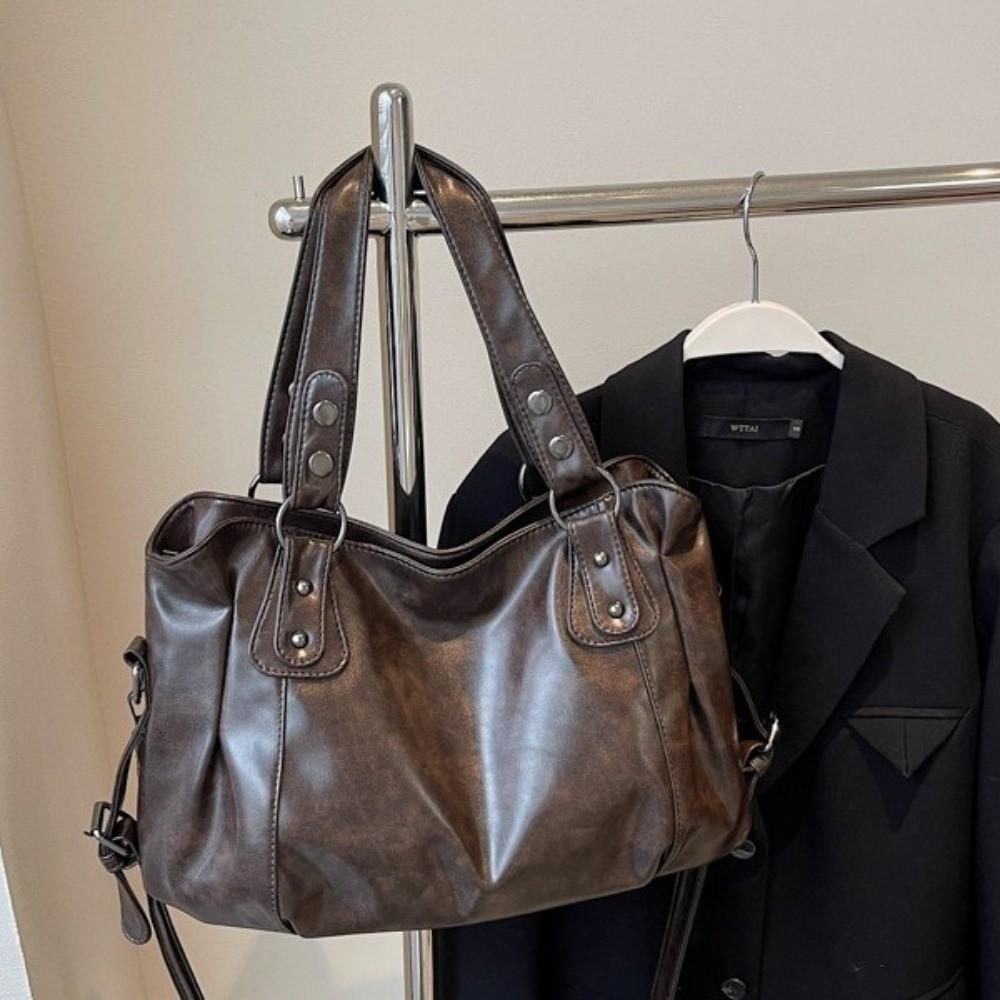 Large Capacity Handbag Zipper Closure Tote Bag Vintage Hobo Bag Work Commute