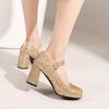 Girls Mary Jane Glitter Dress Shoes High Heel Platform Strap Buckle Women Princess Wedding Party Pumps Bling Golden Silver