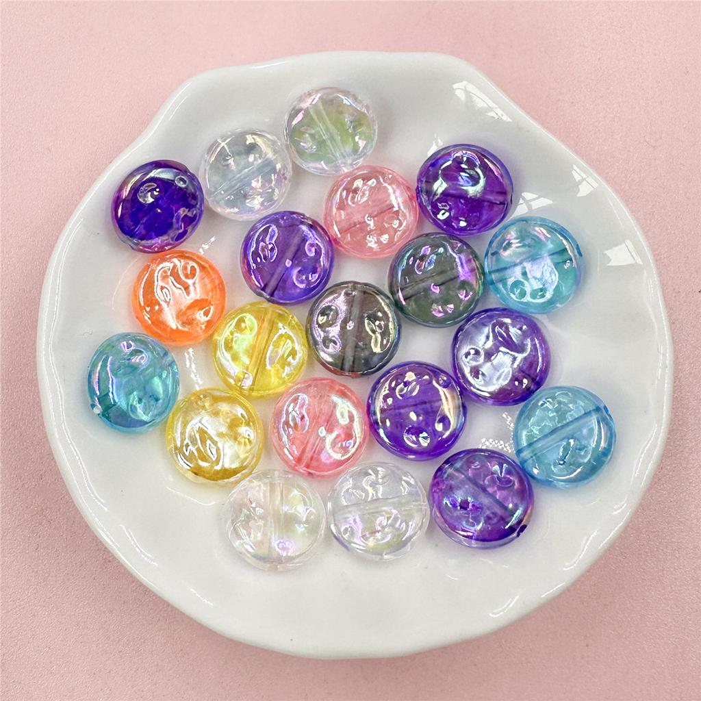 Hanmade 20pcs Acrylic Mobile Phone Chain Round DIY Handmade Materials Solid Color 12mm Loose Button Beads Multi-cut DIY Bracelet