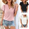 Женские футболки с v-образным вырезом и вырезами, повседневные летние топы с короткими рукавами