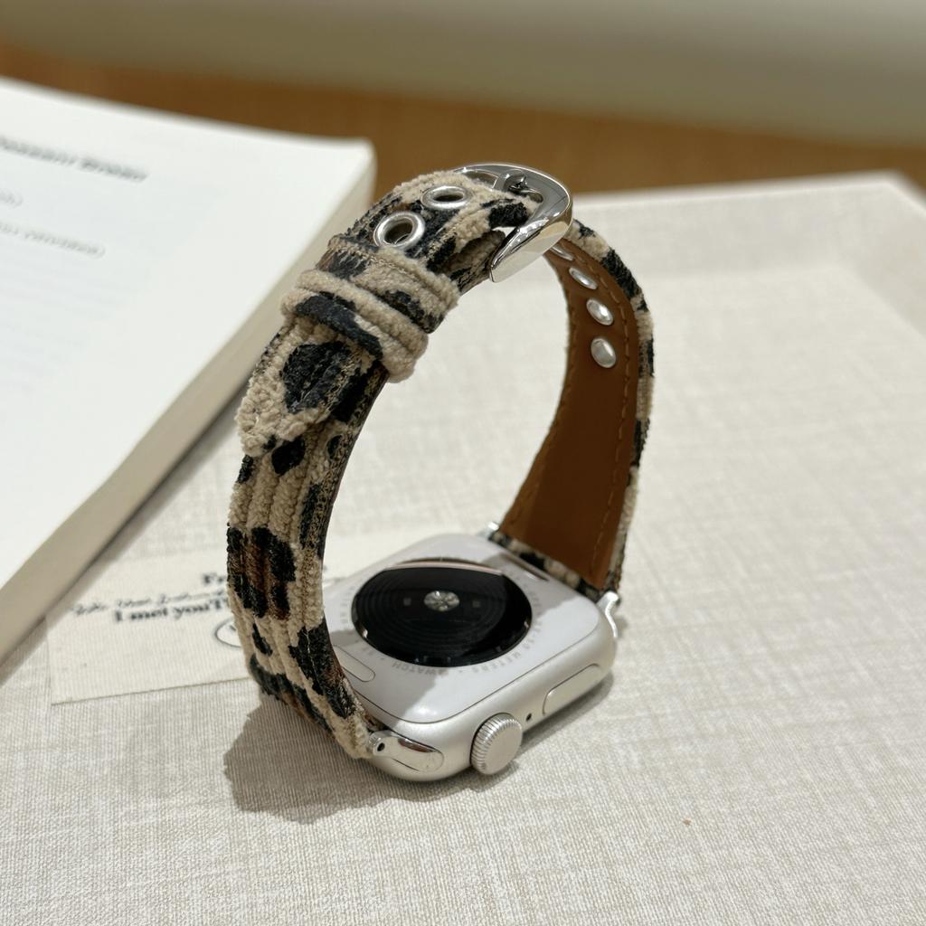Роскошный ремешок с леопардовым принтом для Apple Watch Band 46 мм 41 38 40 44 42 45 49 мм Женские браслеты iWatch Series 11 10 9 8 7 6 5 SE Ultra 2/3