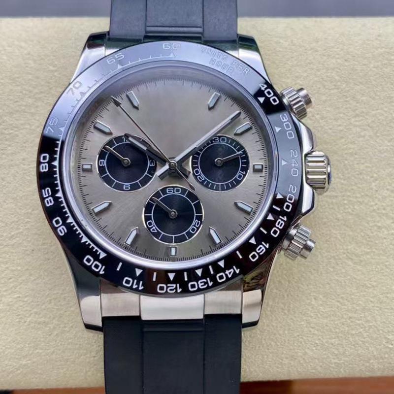 Мужские многофункциональные часы Laojia Daytona Series, цементно-серые, с автоматическим циферблатом "Панда", из нержавеющей стали