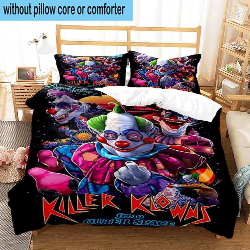 3PCS Clown Horror 3pcs Bedding,Including 3PCS Duvet Cover And 2pcs Pillowcases Perfect for Christmas,Ideal for Bedroom, Dormitory