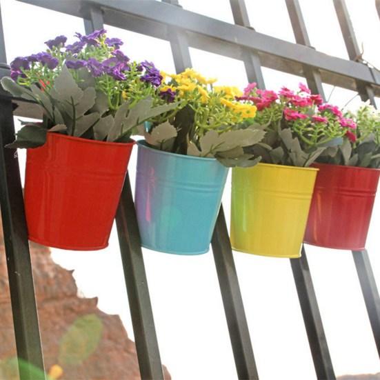 Металлический железный подвесной цветочный горшок, контейнер для дома, балкона, сада, кашпо, бочонок, декор